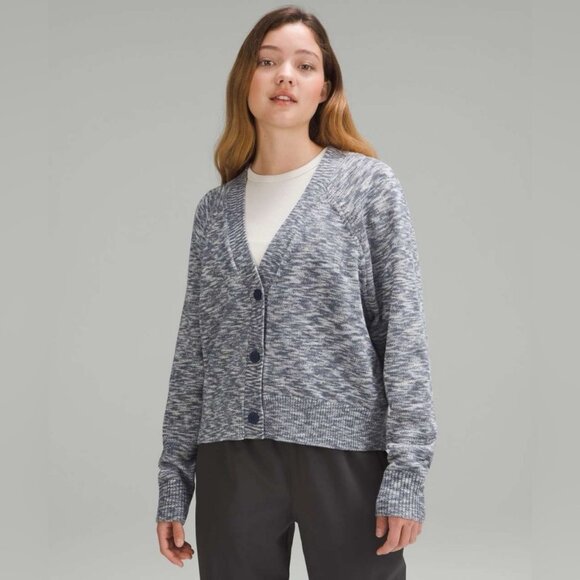Lululemon Boxy Cotton-Blend Cardigan Night Sea / True Navy / Black / Iron Blue - Picture 1 of 10